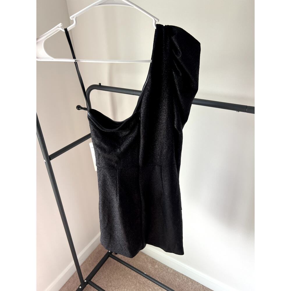 XS Black One Shoulder Aqua Dress NWT